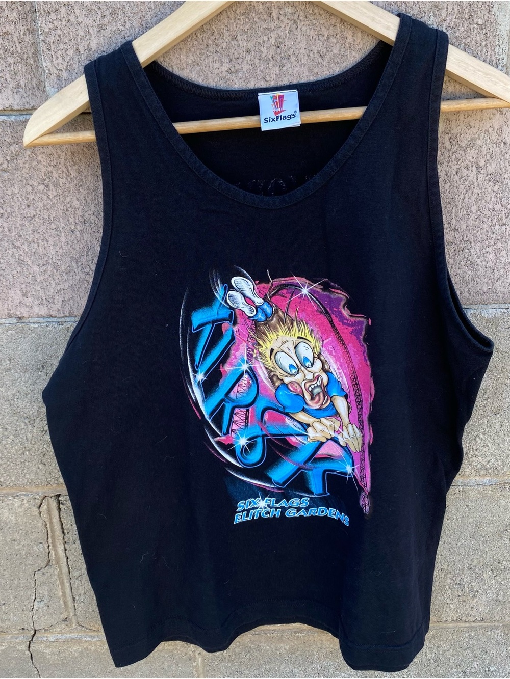 VINTAGE SIX FLAGS ROLLER COASTER TANK TOP Elitch Gardens Youth XL Adult Medium